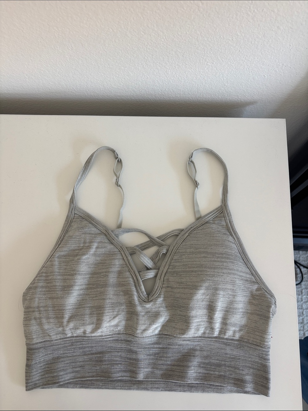 No Boundaries Light Gray Crisscross Sports Bralette